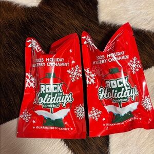 Dutch Bros Rock the Holidays Ornament - Red and White 2 unopened mystery bags